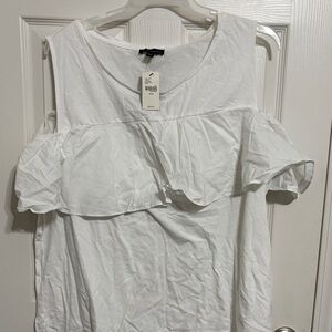 Lane Bryant White Ruffle Tank Top